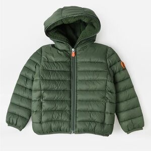Save the Duck Olive Green Winter Jacket Puffer 2T Orange Hooded